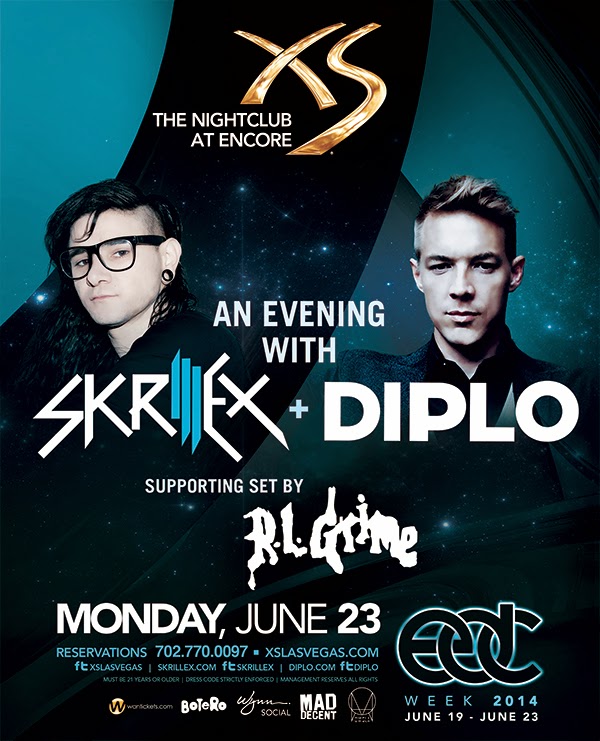 Skrillex, Diplo, RL Grime Tickets XS Vegas Mon. June 23 2014 EDC Week